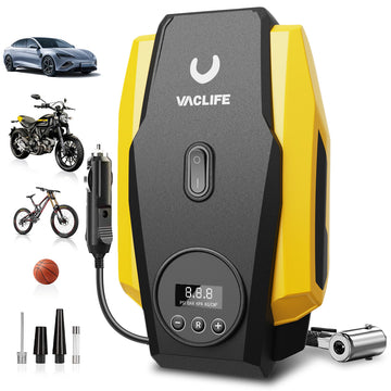 VacLife 12V DC Tire Inflator, Auto Shutoff Air Compressor Portable, 160 Psi